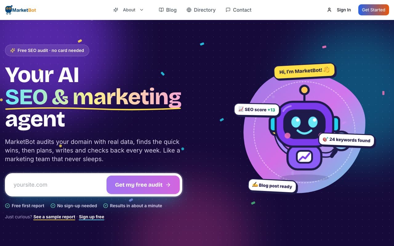 MarketBot.com home page