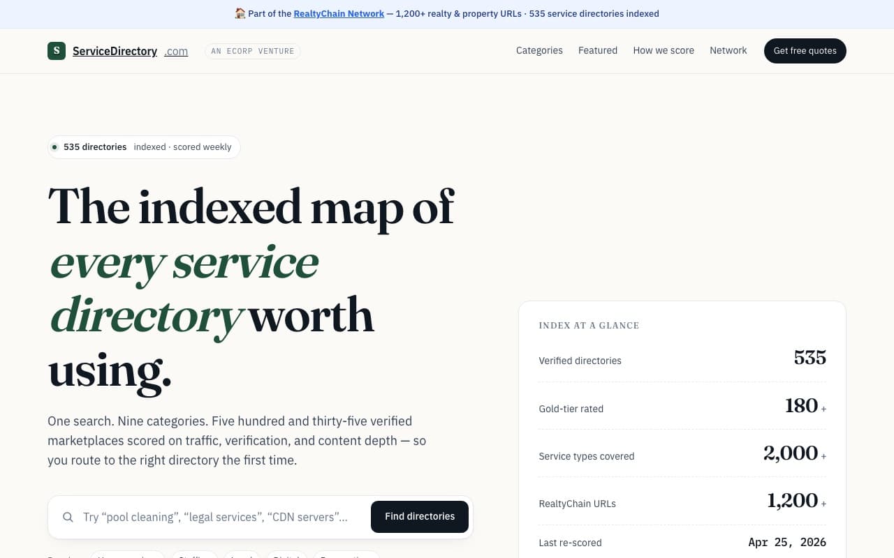 ServiceDirectory.com home page